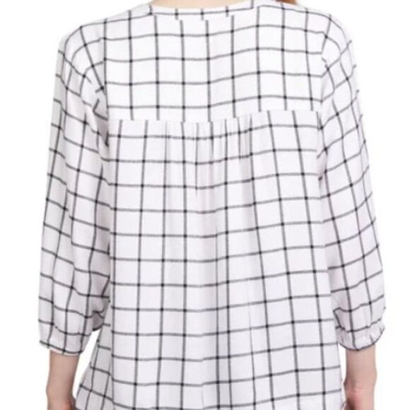 WRANGLER Ladies White Black Plaid Blouse Sz M (8-10) Popover Top Tunic Shirt NWT - Picture 4 of 13